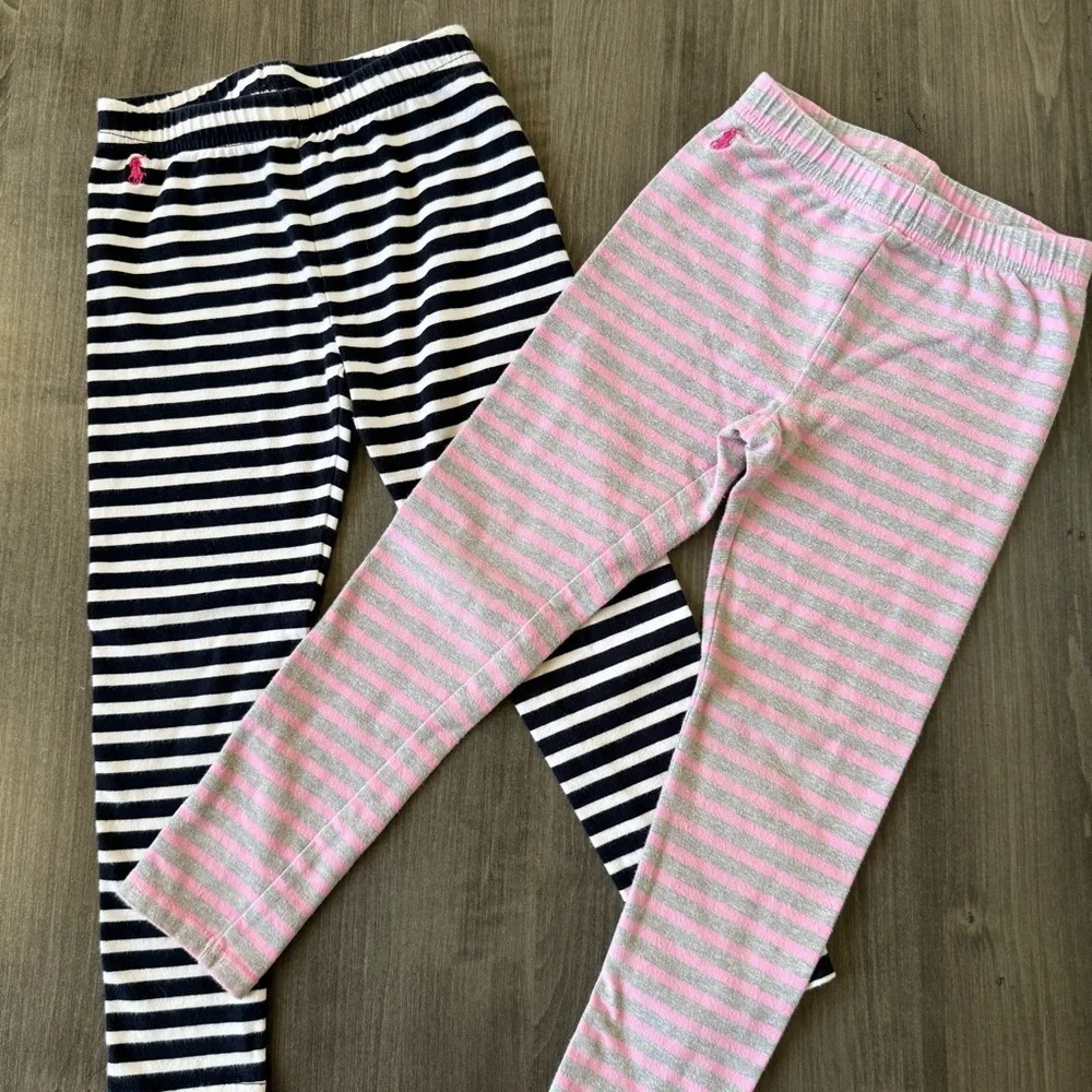 Polo Ralph Lauren girls stripes leggings set bundle lot size 6